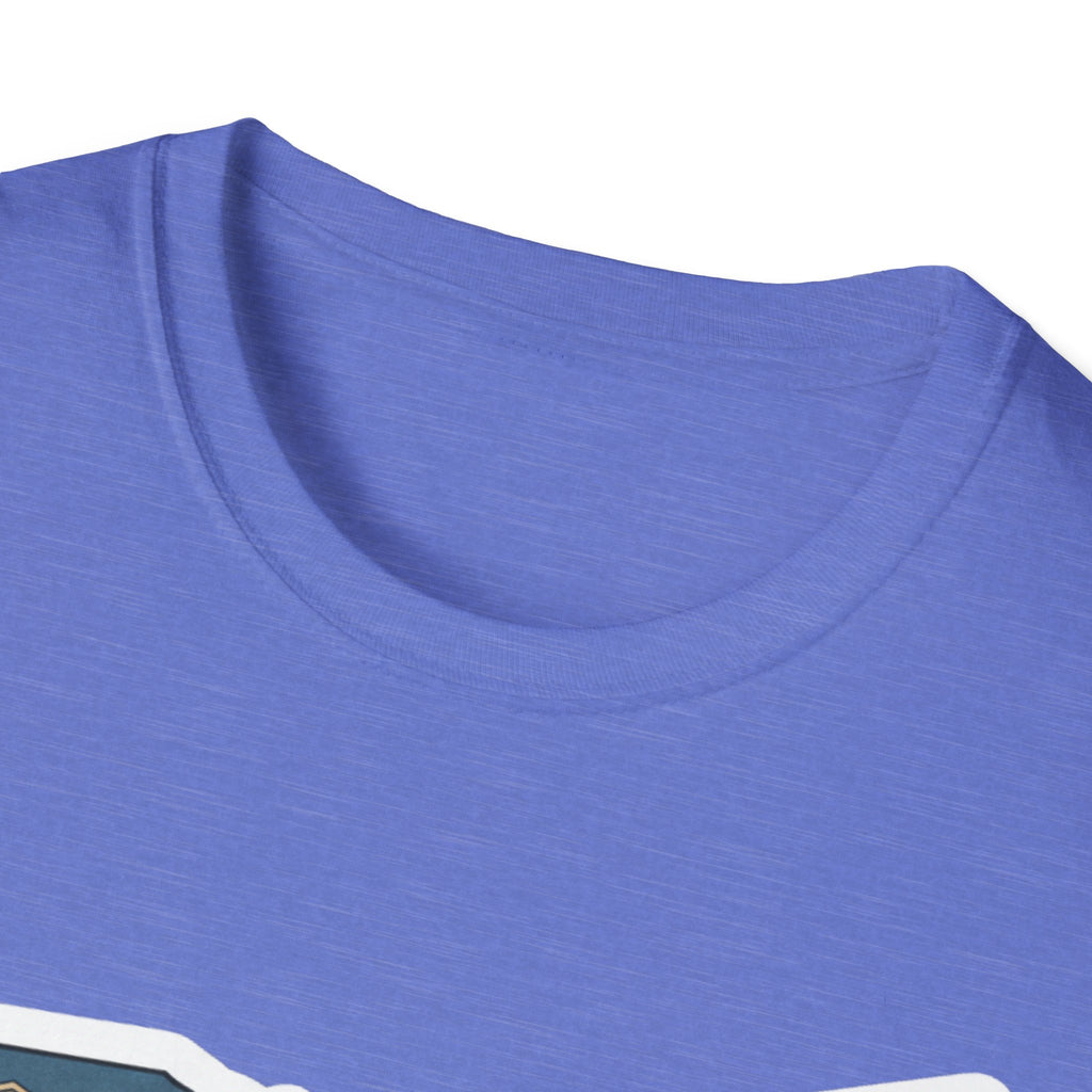 Purple T-shirt neckline close-up with heather fabric texture