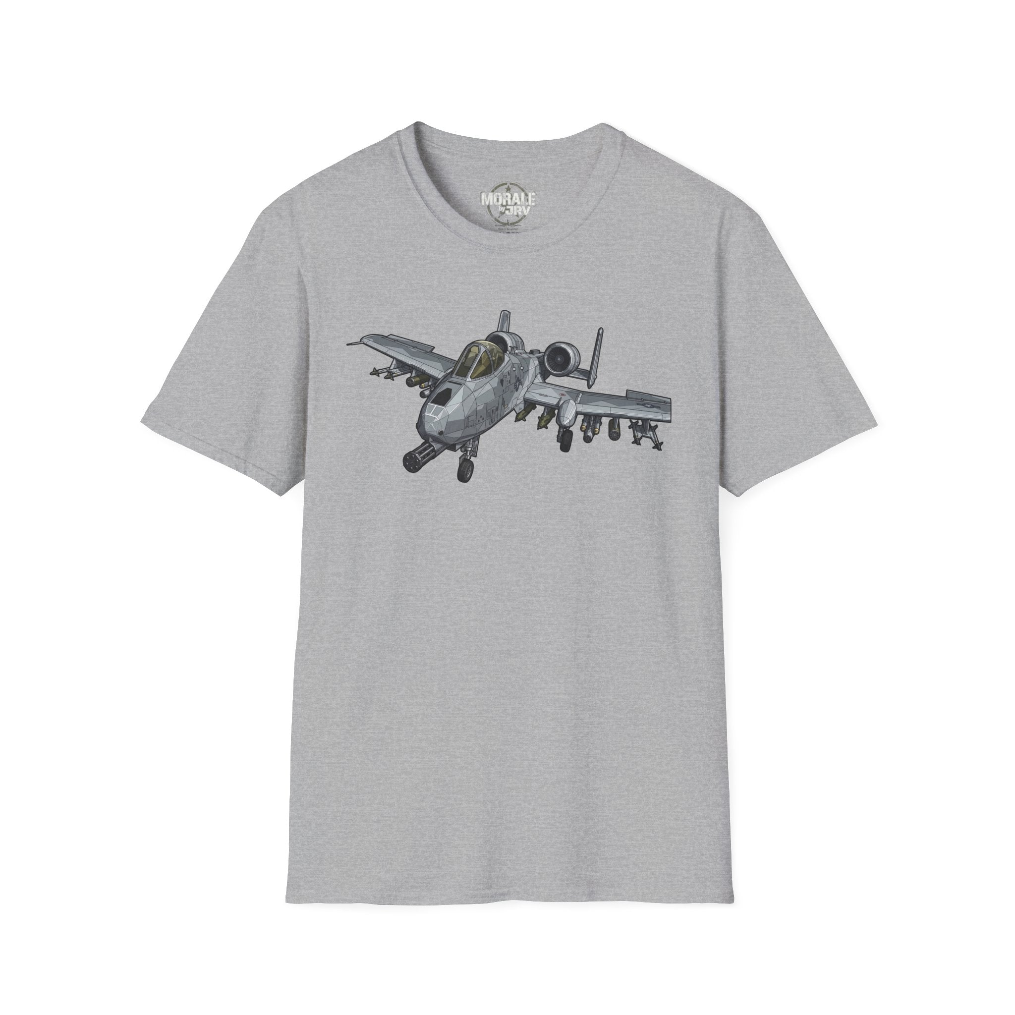 A-10 Warthog graphic T-shirt in sport gray, front aircraft print