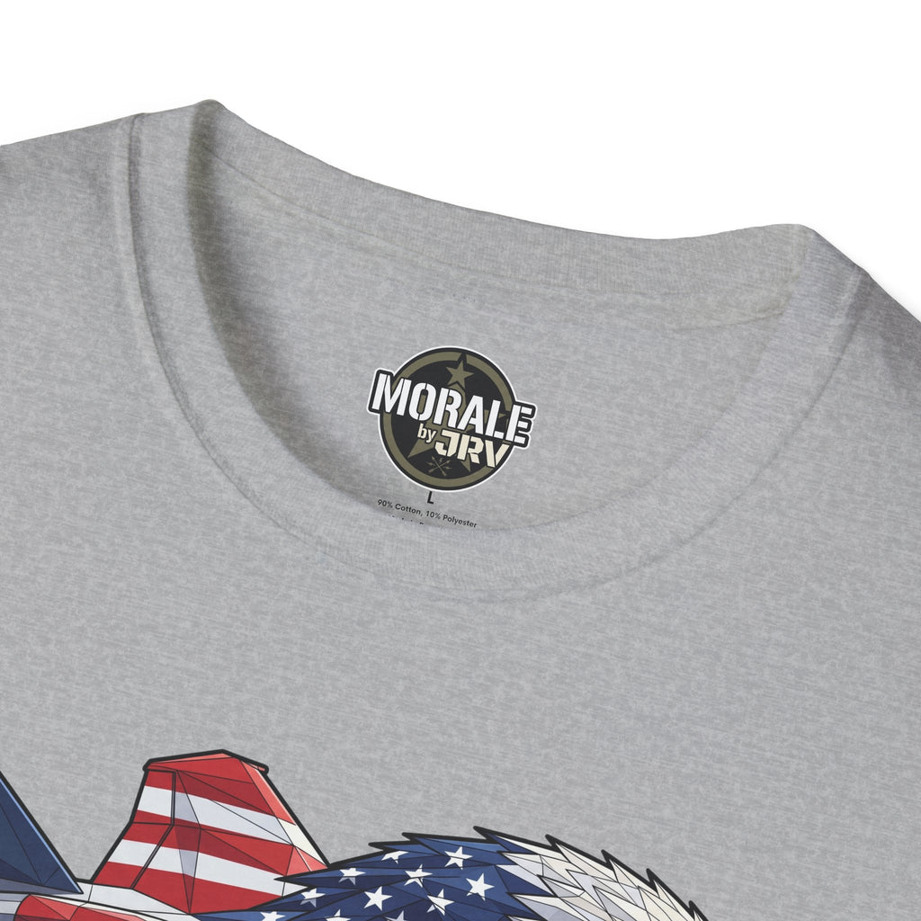 Sport grey T-shirt back crew neck with logo and part of eagle graphic