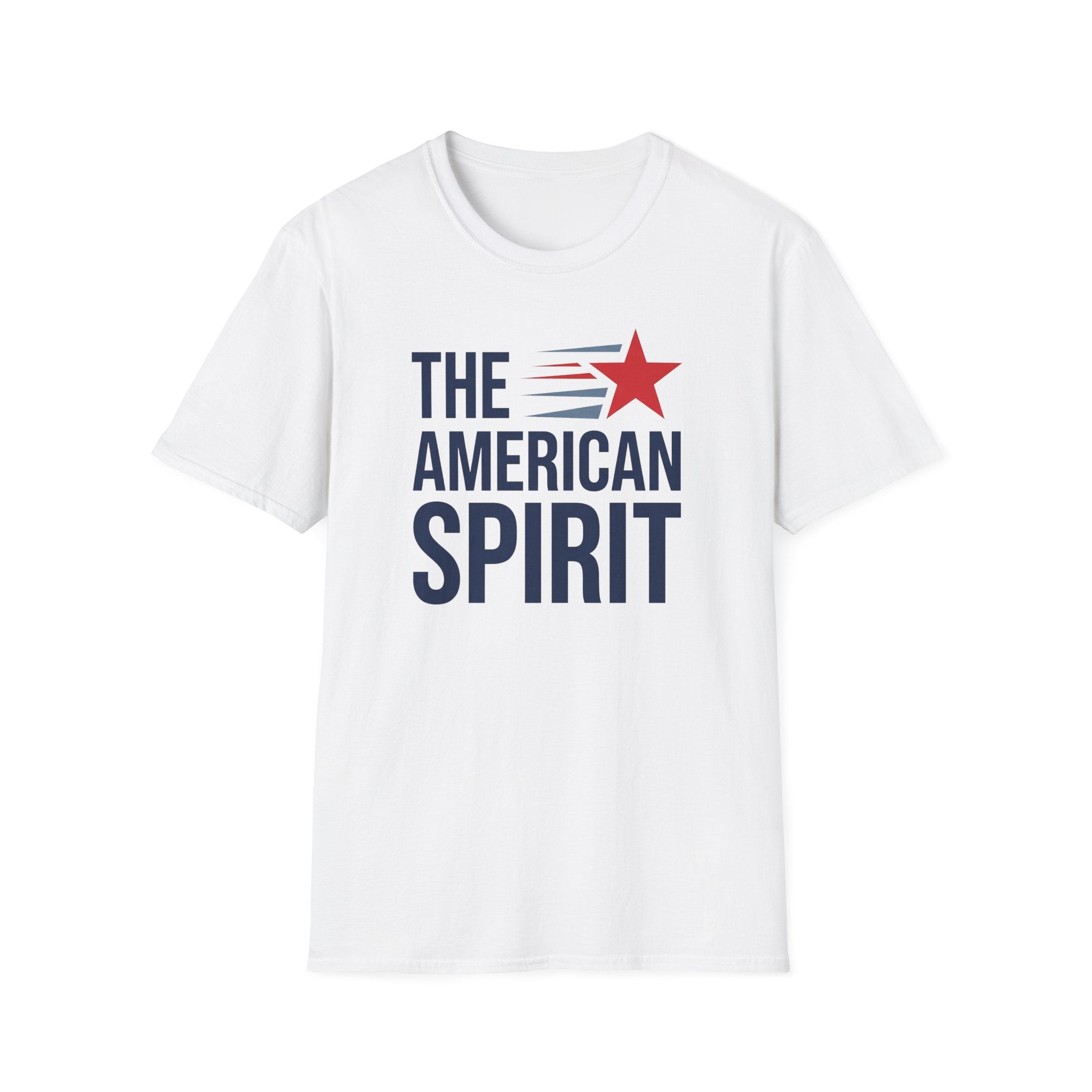 White crewneck T-shirt with 'THE AMERICAN SPIRIT' graphic and red star