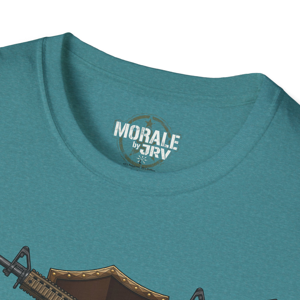 T-Shirt verde acqua con stampa “MORALE by TRV” sul colletto