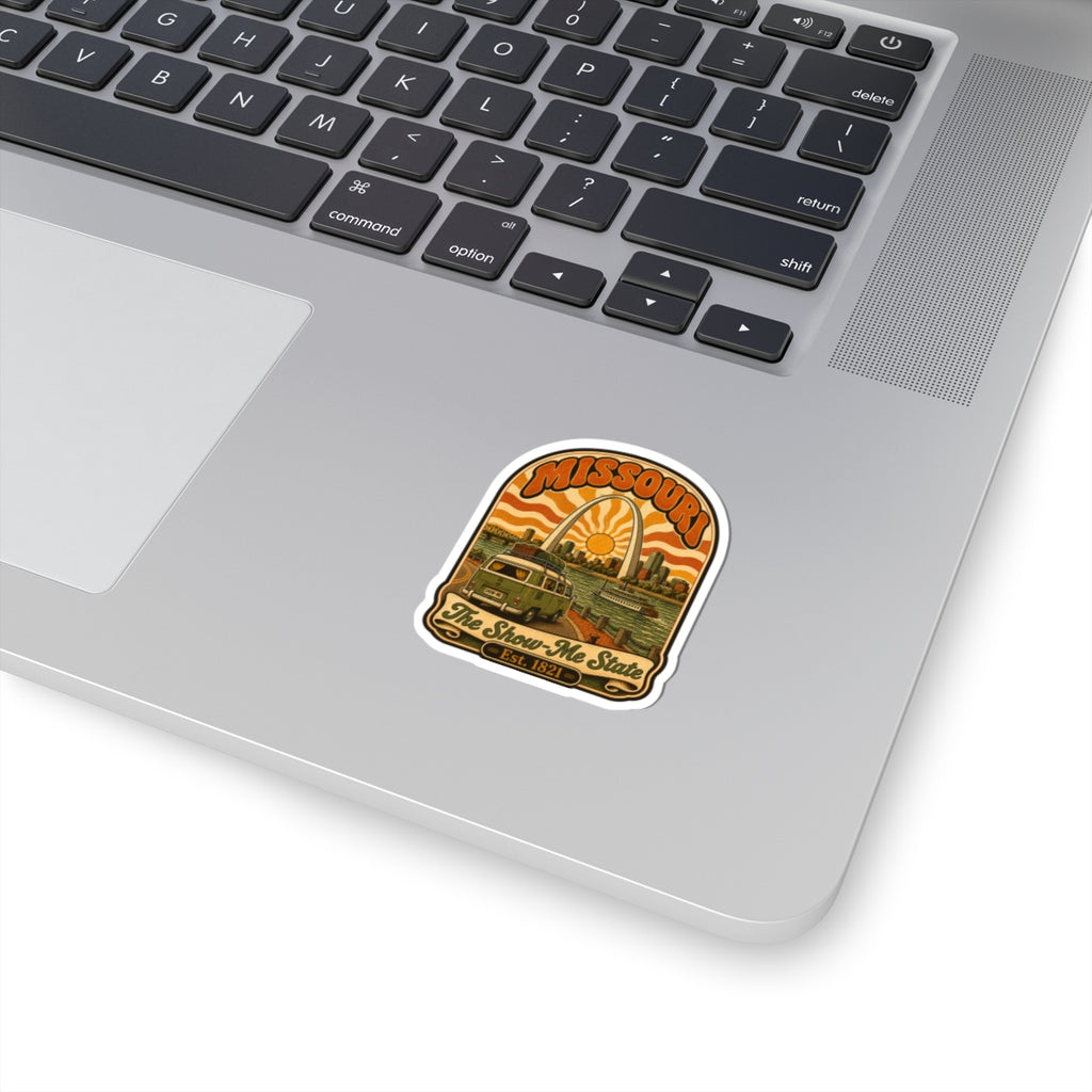 Kiss-cut sticker with colorful Missouri retro state badge design