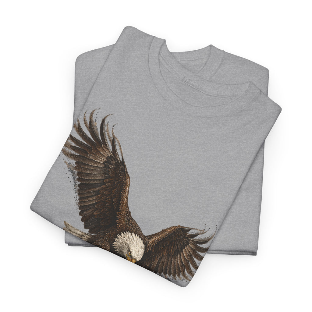 Sport grey crewneck T-shirt with brown eagle graphic across front hem