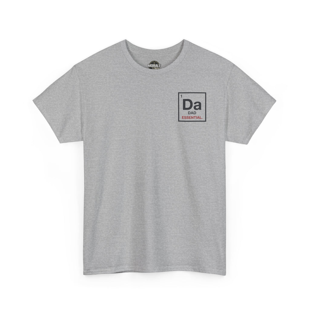 Light gray short-sleeve T-shirt with small 'Da DAD ESSENTIAL' square chest graphic
