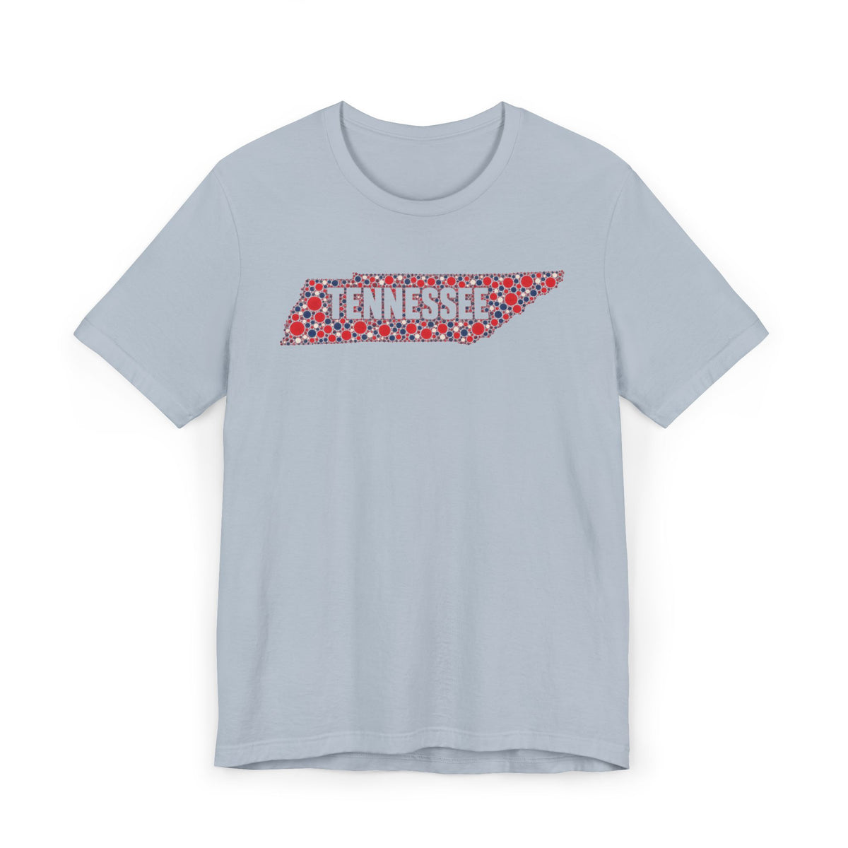 Light blue T-shirt with 'Tennessee' floral map graphic across the chest