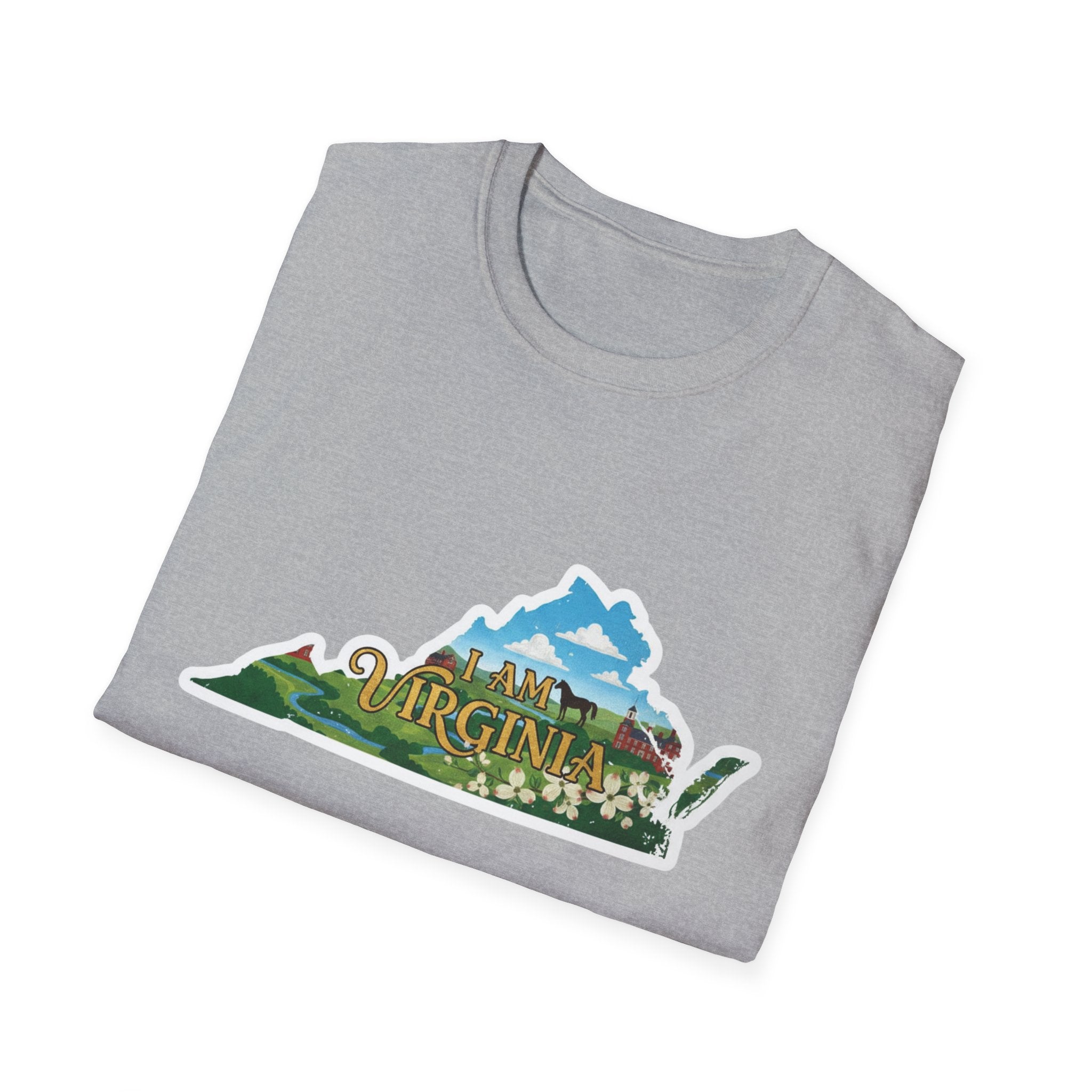 Sport grey T-shirt with Virginia landscape front graphic