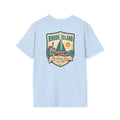 Sailboat graphic t-shirt, light blue, with Rhode Island emblem front print