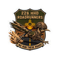 226 HHD Roadrunners Sticker — Military Unit Helmet Emblem (We Run These Roads)