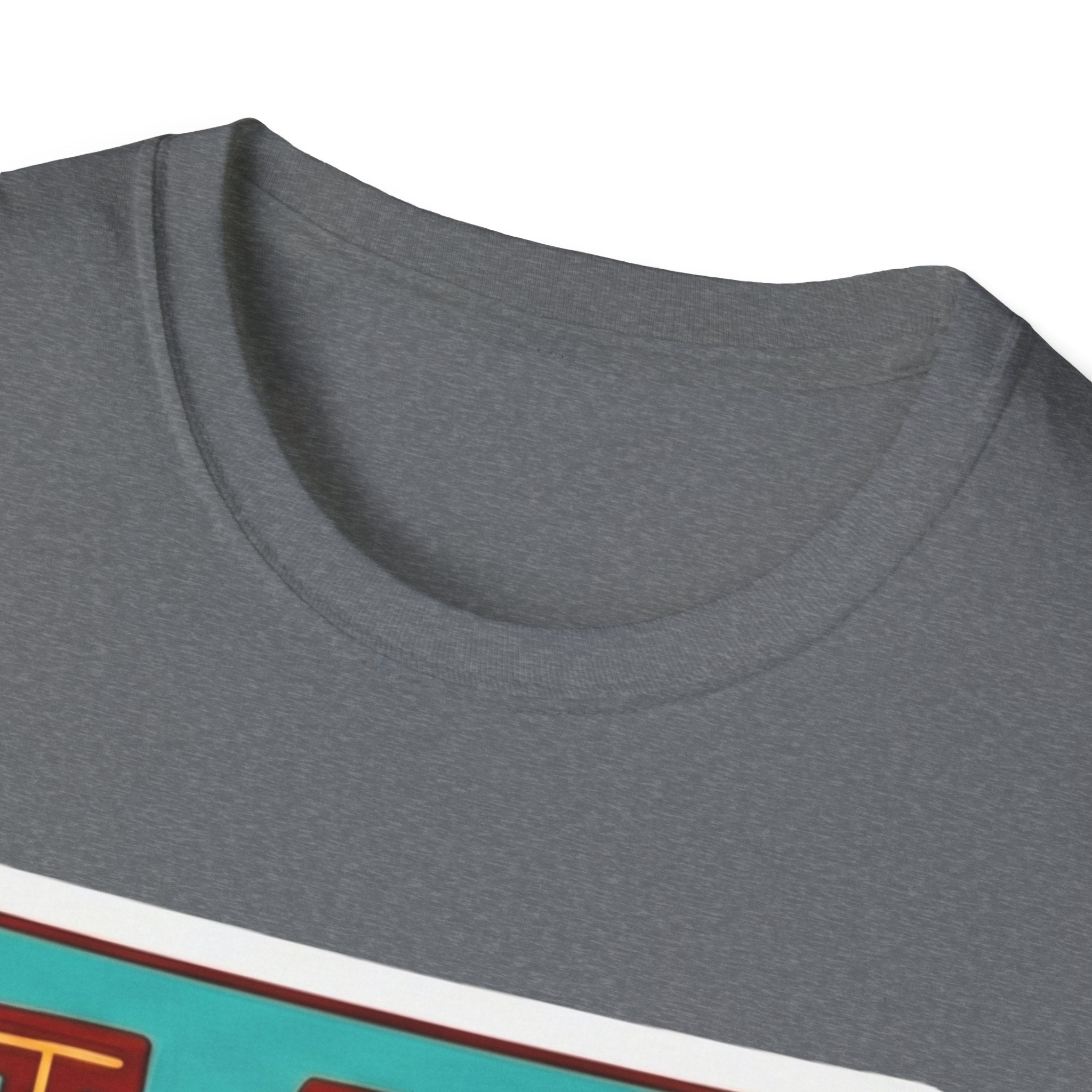 Sport grey T-shirt neckline with the top edge of the colorful Zia state design
