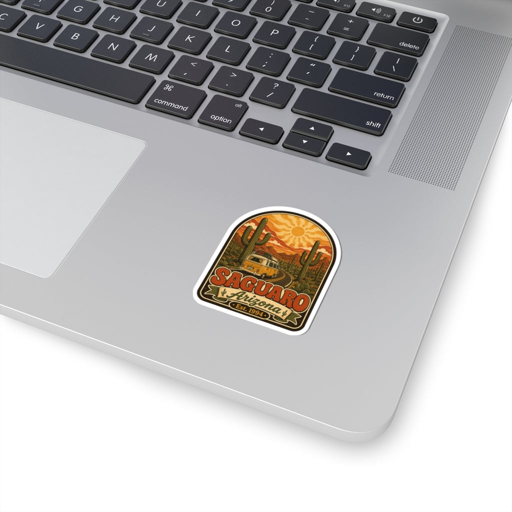 Saguaro National Park kiss-cut sticker with desert cactus and sun emblem