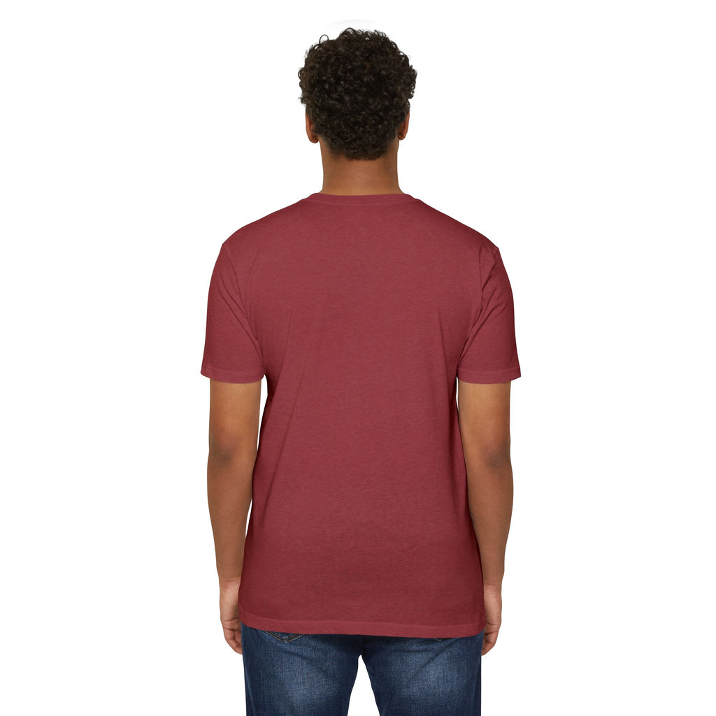 Maroon unisex T-shirt, back view, short sleeves and crew neck, no visible graphic.