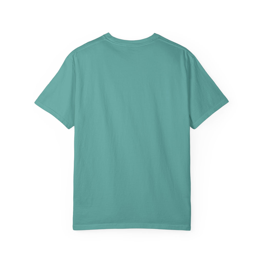 Plain teal crew-neck T-shirt, short sleeves