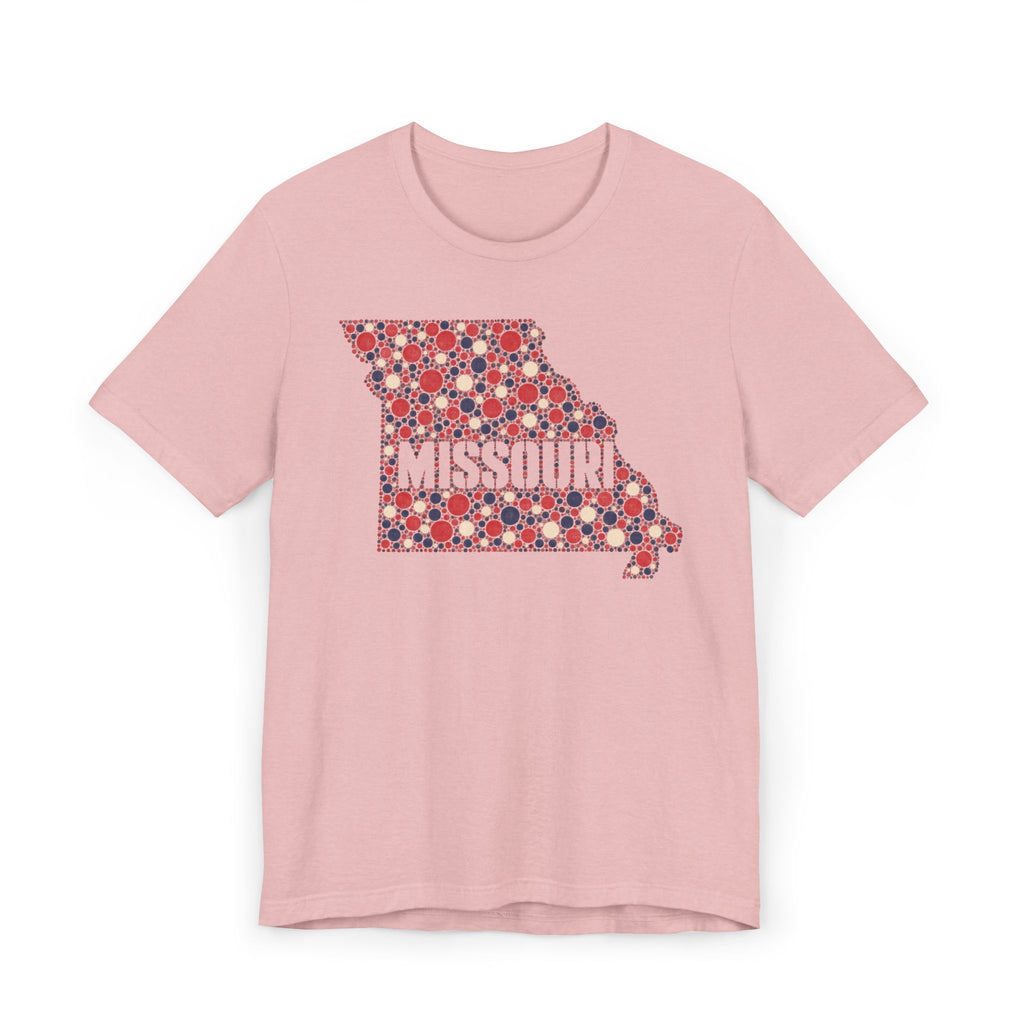 Missouri State Floral Map T-Shirt | Red White and Blue Missouri Outline Graphic Tee