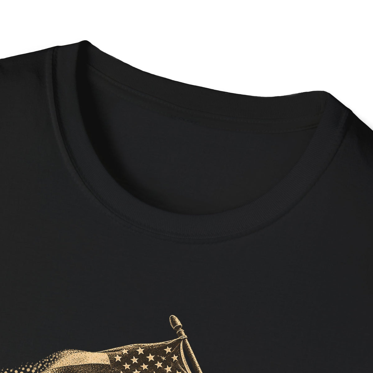 Carry the Colors graphic soldier T-shirt, black close-up of flag-bearer print