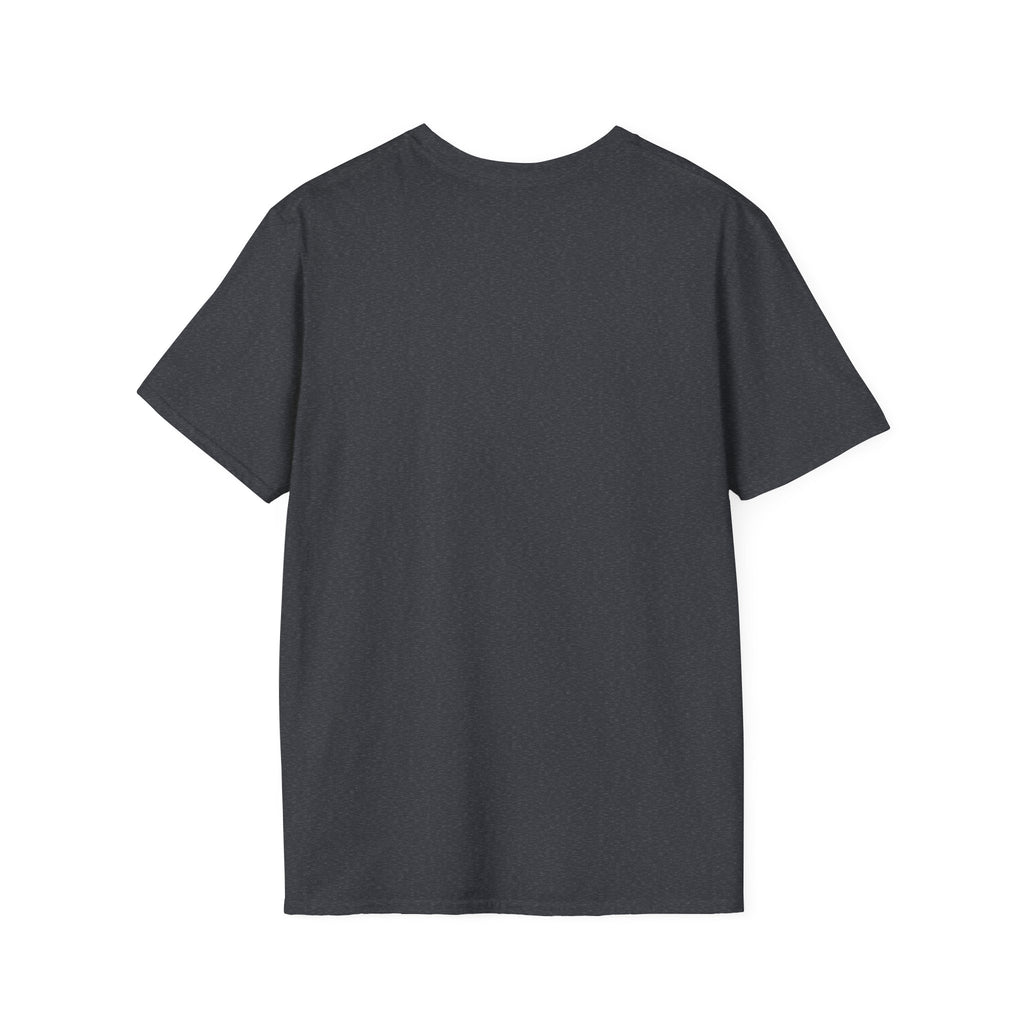 Dark heather grey crew-neck T-shirt, plain front