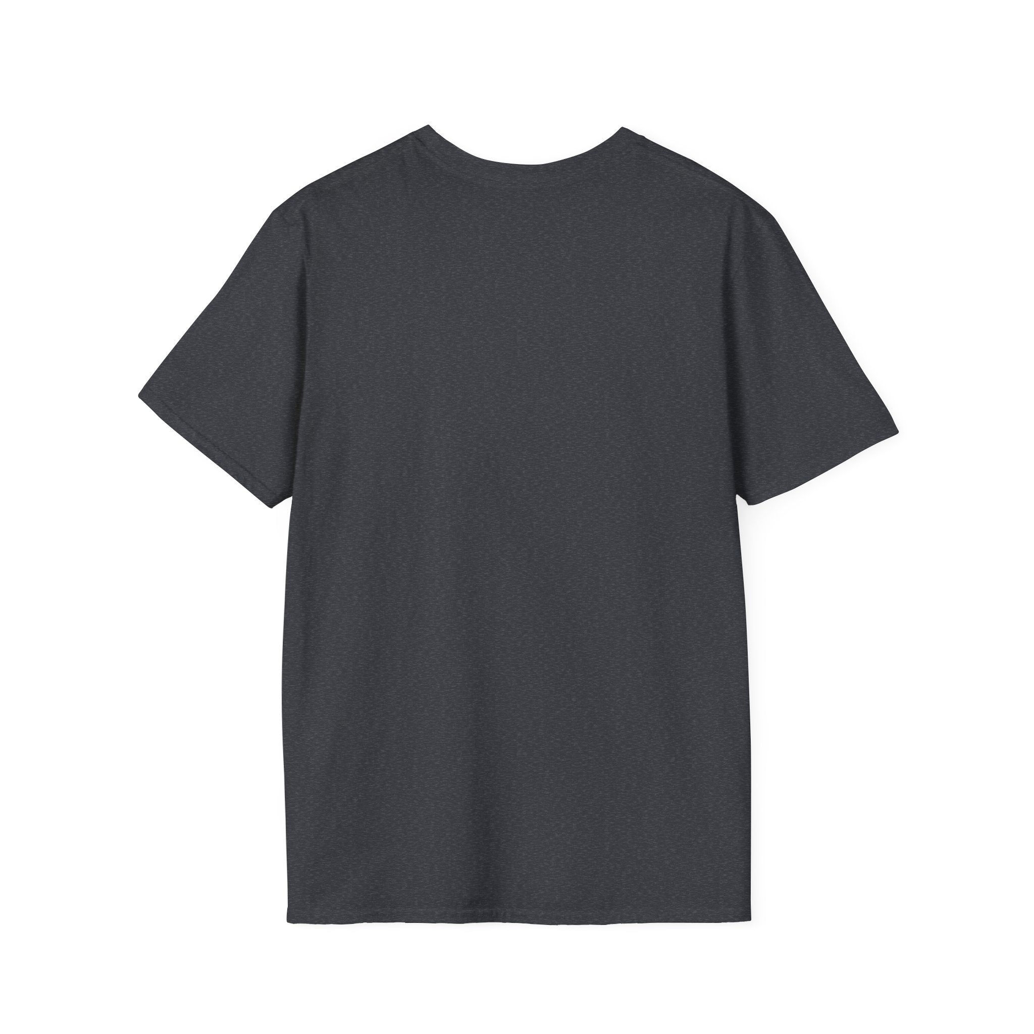 Dark heather grey crew-neck T-shirt, plain front
