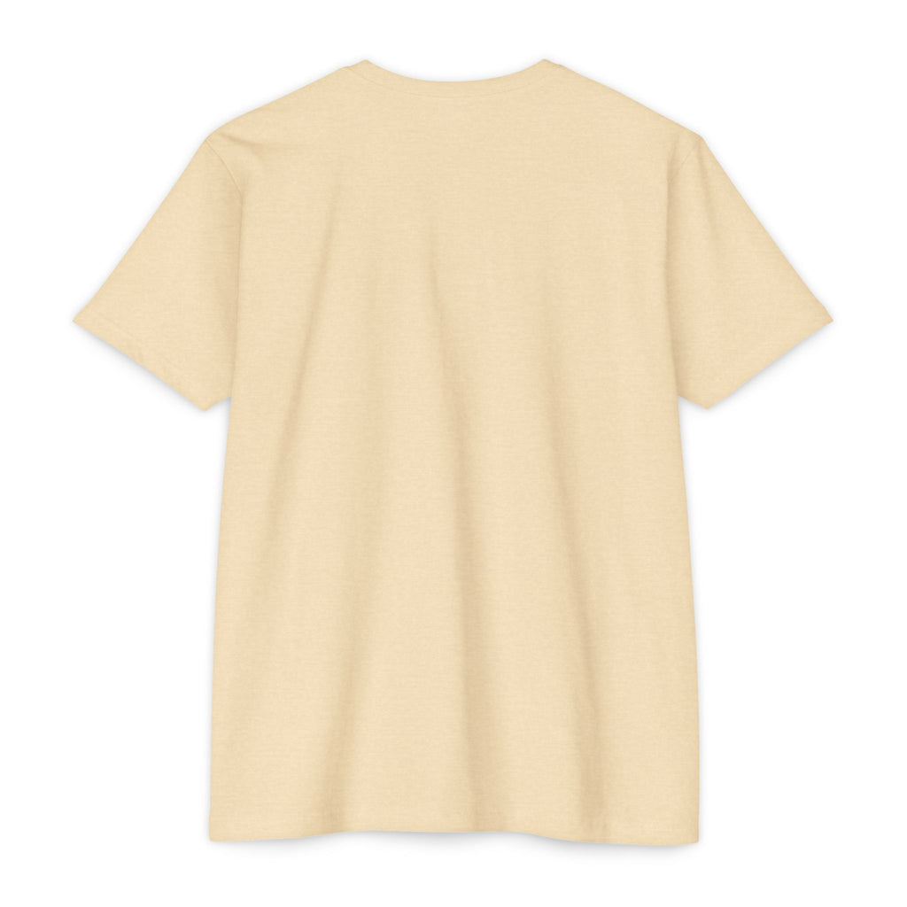 Cream short-sleeve T-shirt, crew neck, plain back