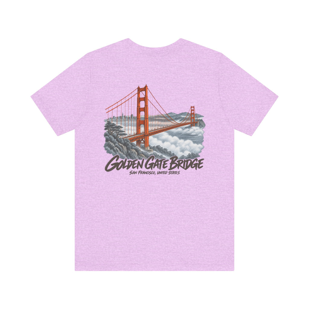 Heather prism lilac T-shirt with Golden Gate Bridge graphic print on the chest