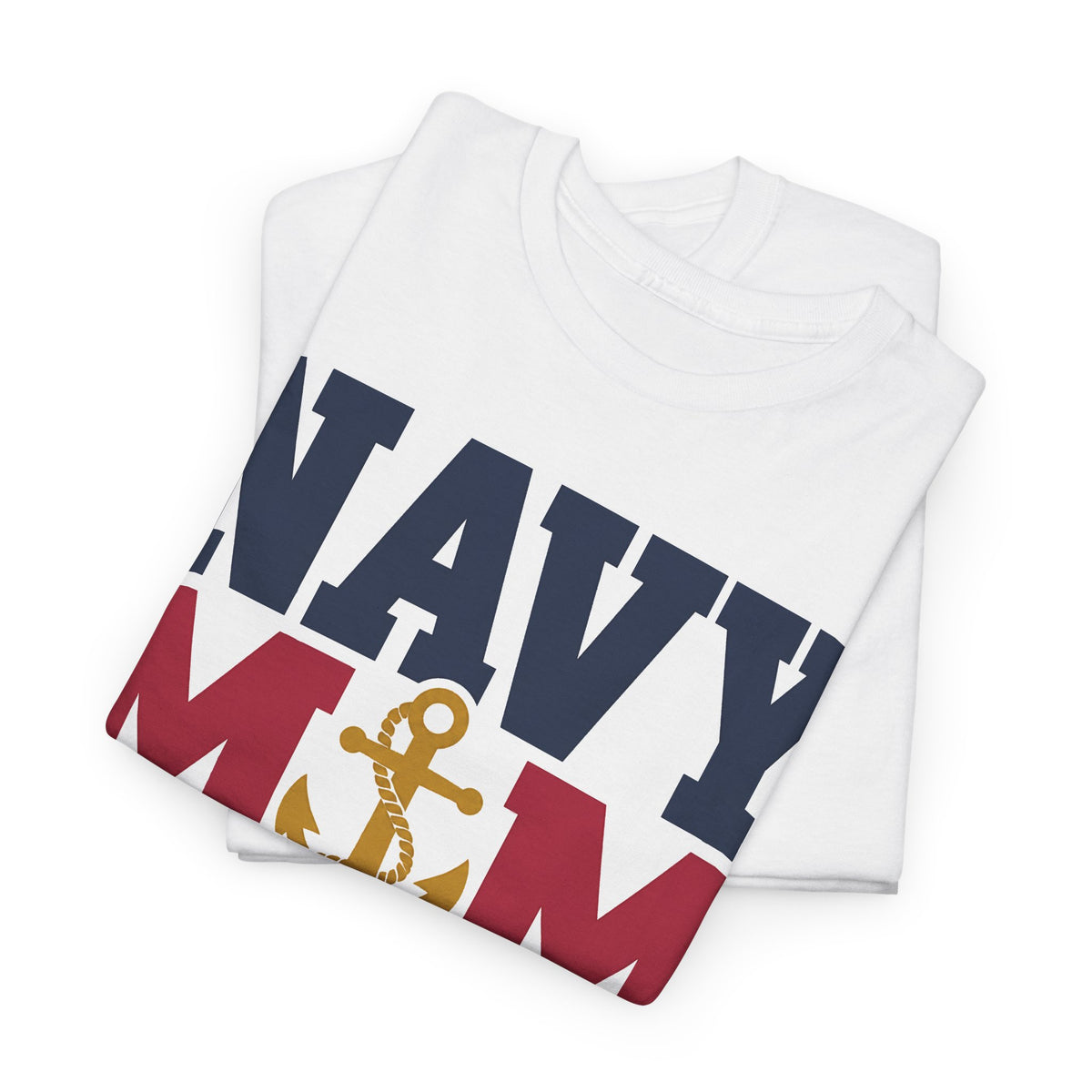 Unisex graphic T-shirt in white with NAVY anchor and patriotic stripes print