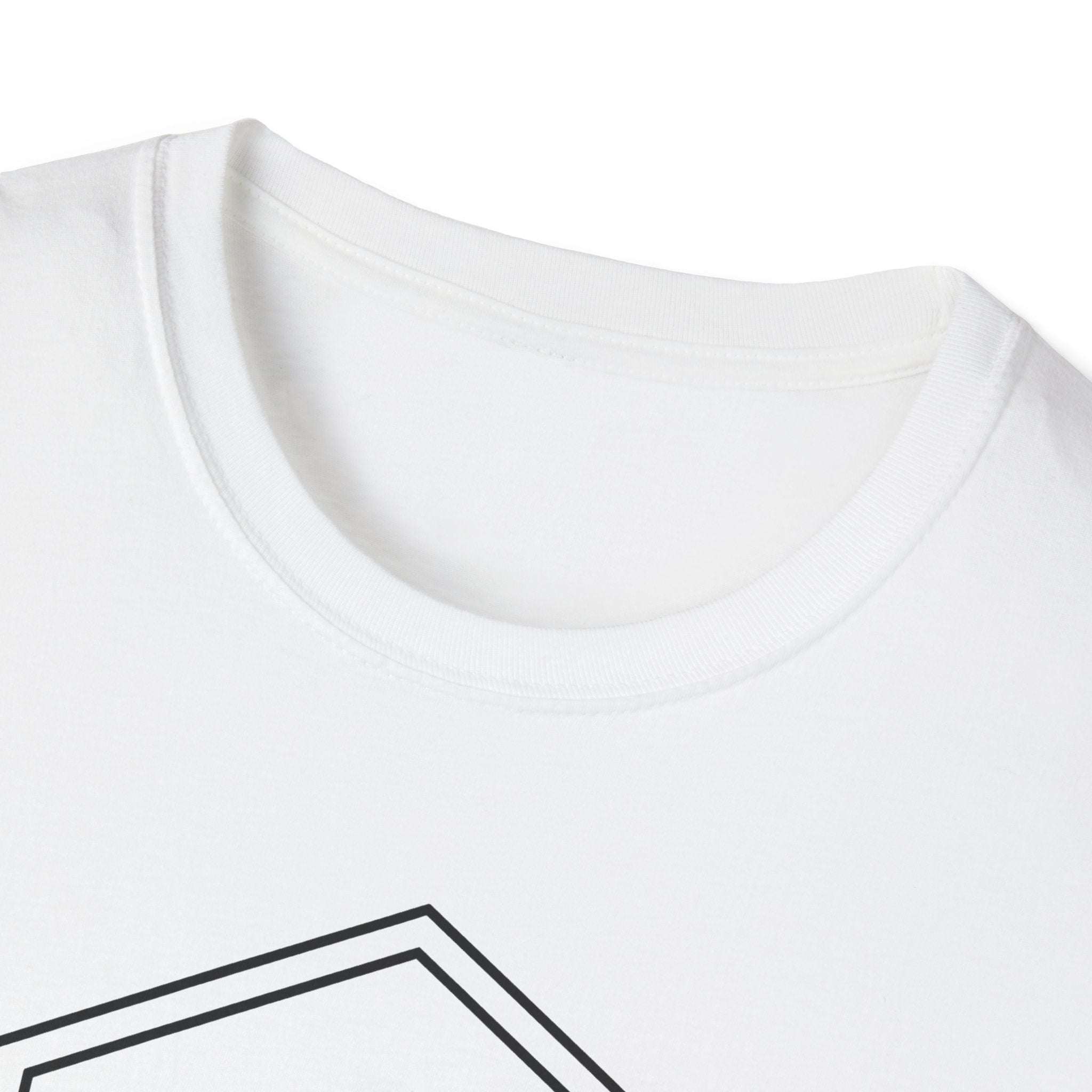 White T-shirt with ribbed crew neck and partial boot badge graphic