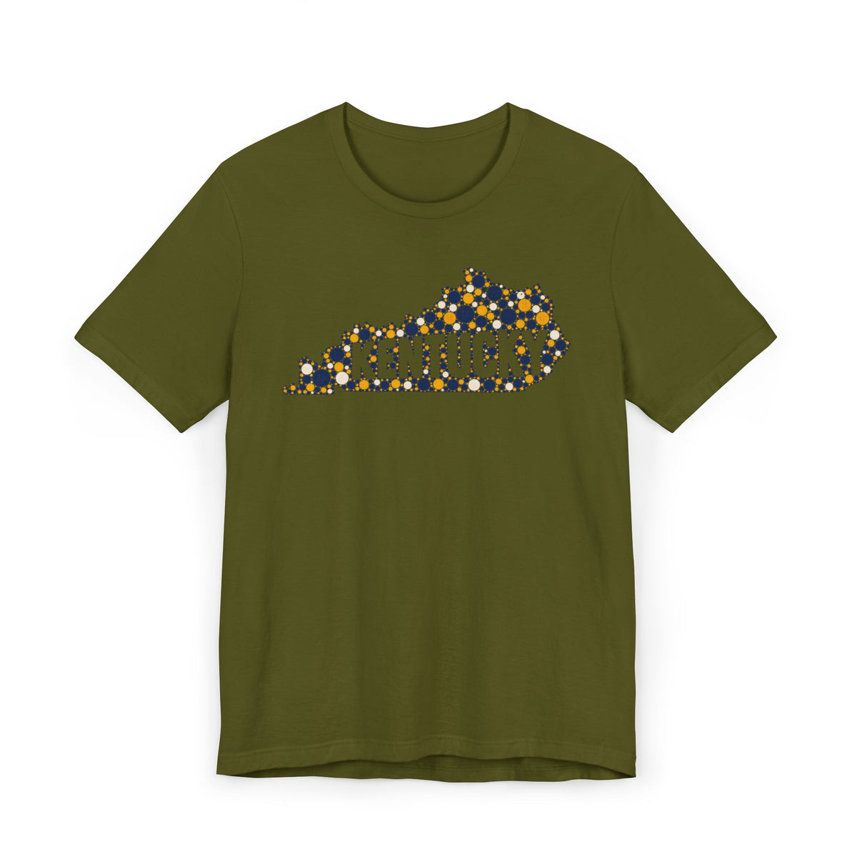 Kentucky State Shape T-Shirt | Blue and Gold Pattern Kentucky Outline Graphic Tee