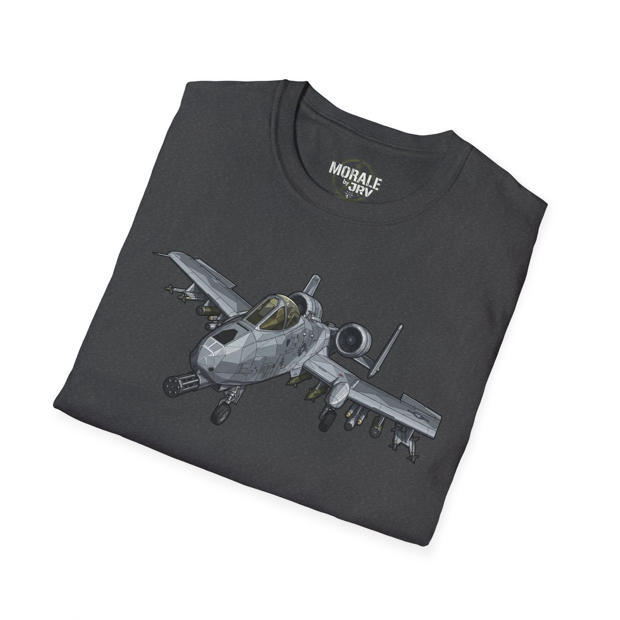 A-10 Warthog T-shirt, dark heather, jet graphic on front