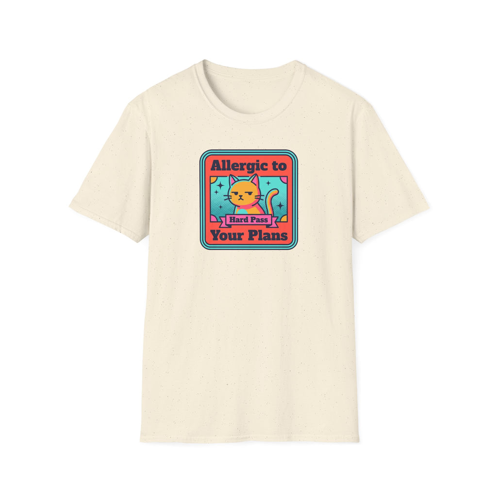 Off-white crewneck T-shirt with front cat slogan graphic