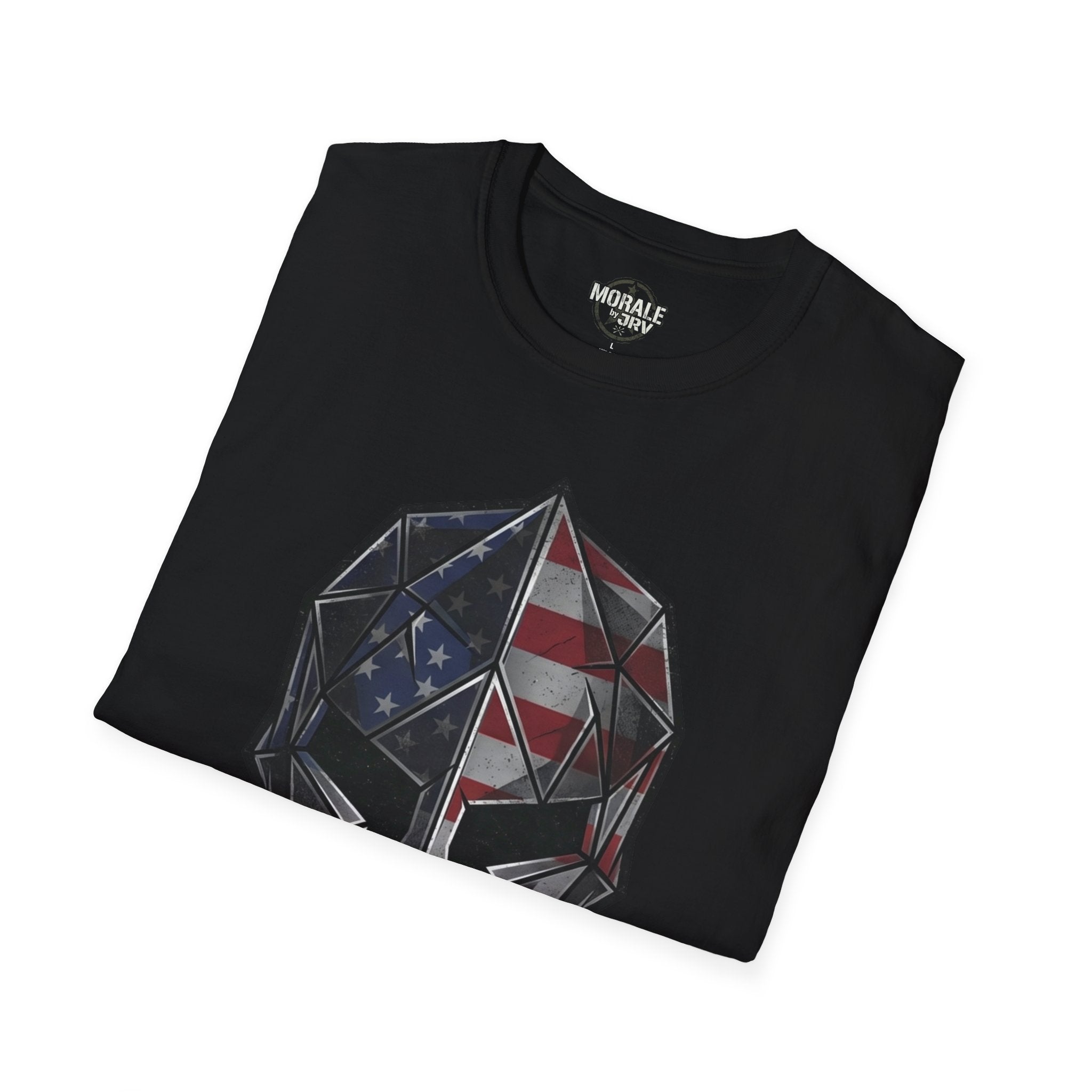 Black t-shirt with American flag spartan helmet graphic