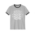 Ringer T-shirt in heather grey with 'Predict the future, create it' graphic