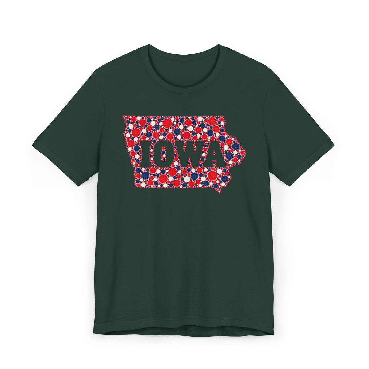 Iowa State Floral Pattern T-Shirt | Red White and Blue Iowa Outline Graphic Tee