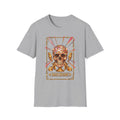 Disco Inferno Skull T-Shirt, heather gray—skull wearing disco ball crown graphic
