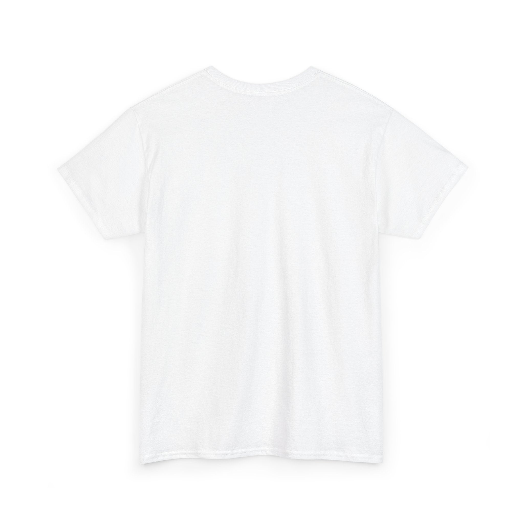White crew-neck T-shirt, plain front with short sleeves