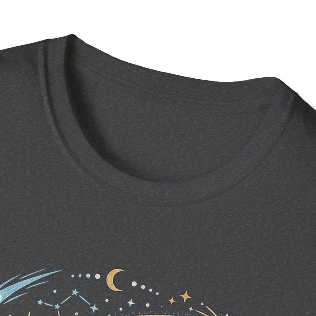 Dark Heather T-shirt neckline with partial starry print near the chest