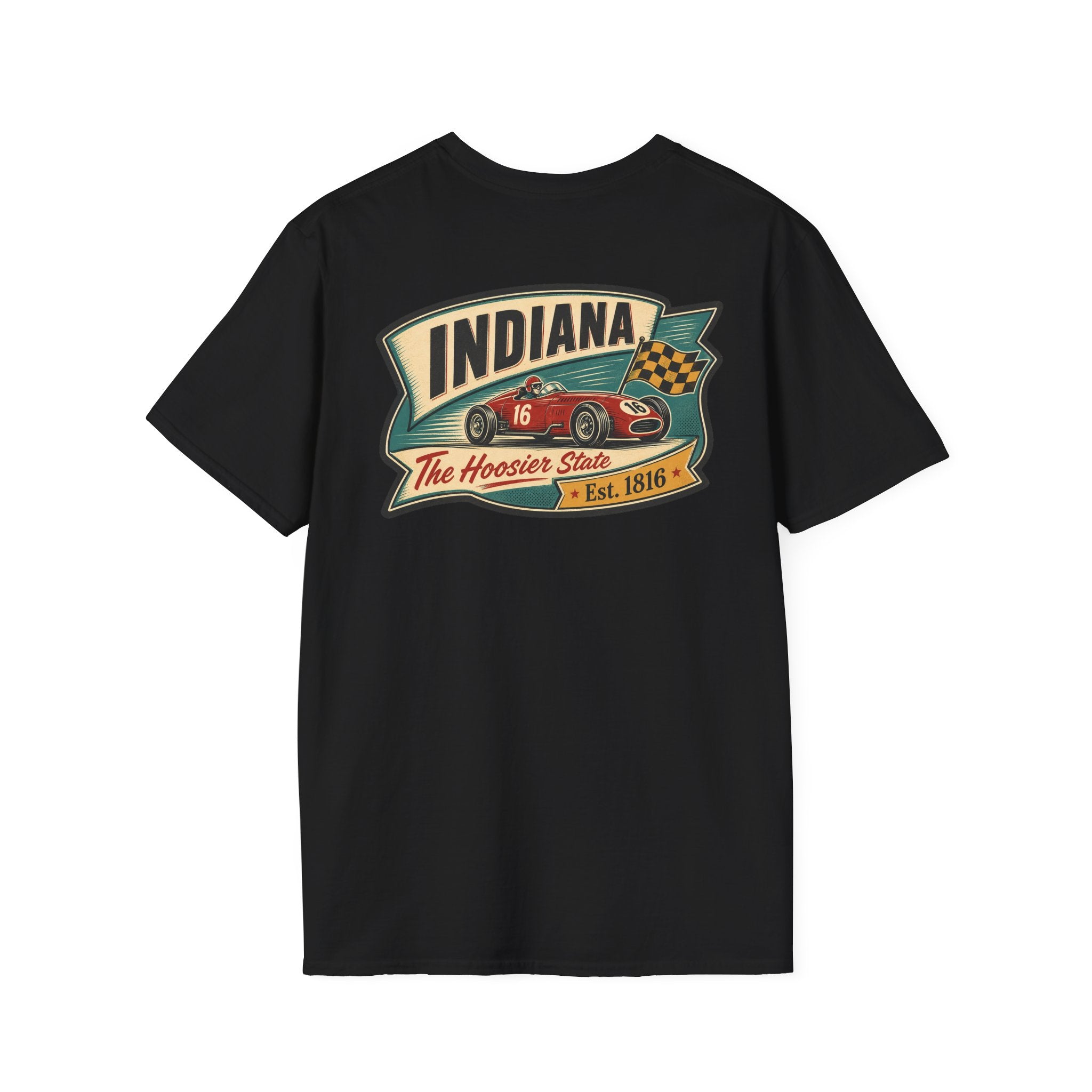 Indiana Hoosier State graphic tee in black with vintage front logo