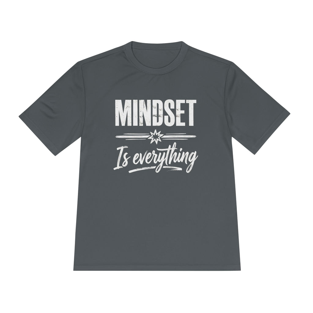 Tee con scritta “MINDSET Is everything” su grigio antracite