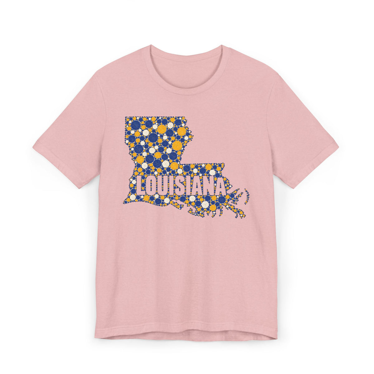Louisiana State Shape Floral T-Shirt | Blue and Gold Louisiana Outline Graphic Tee