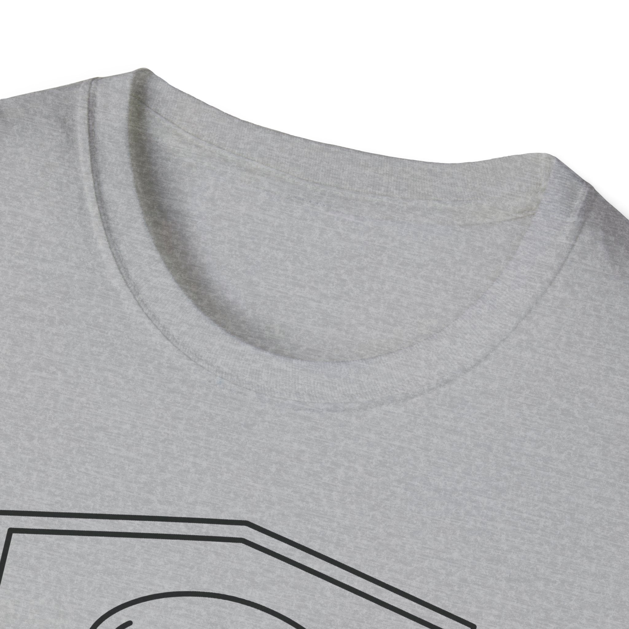 Sport grey t-shirt neckline with partial front shield graphic printed below