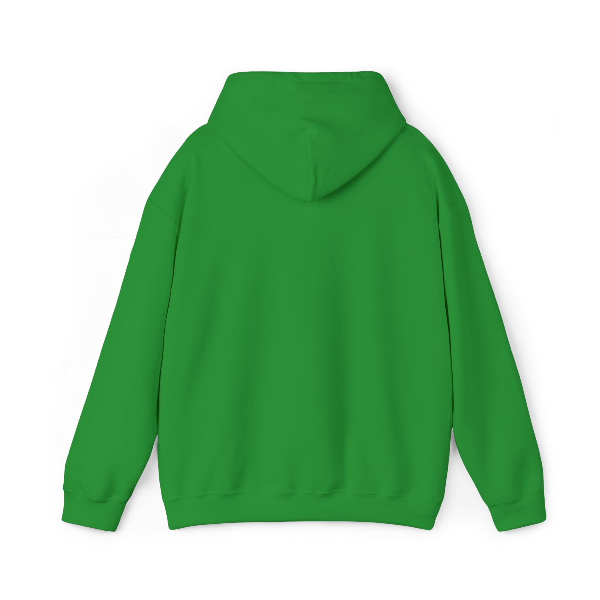 Bright green unisex hoodie with hood and long sleeves, front view