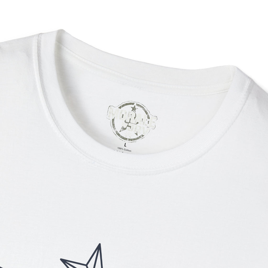 White t-shirt neckline close-up with small inside neck label