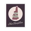 New Hampshire state silhouette kiss-cut decal sticker, state icon with mountain scene