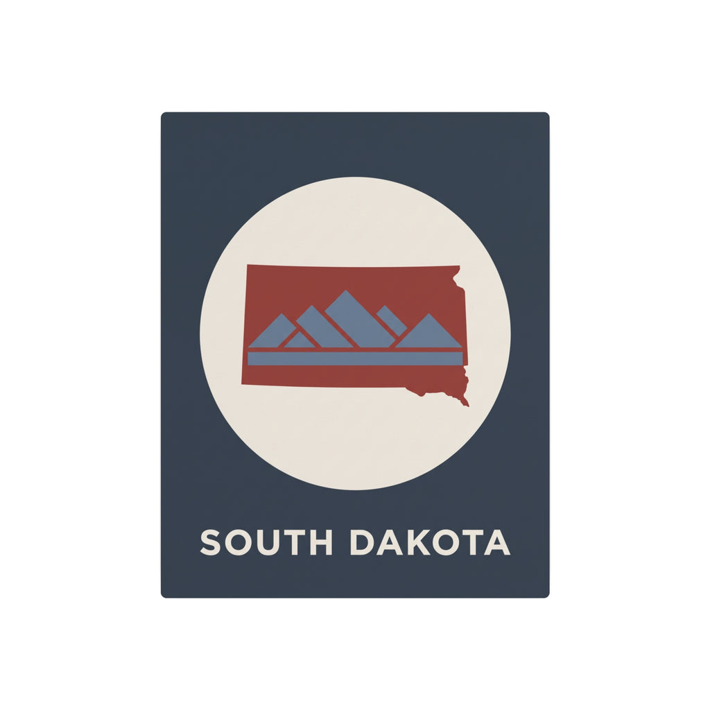 South Dakota metal wall sign with mountains and red/blue silhouette
