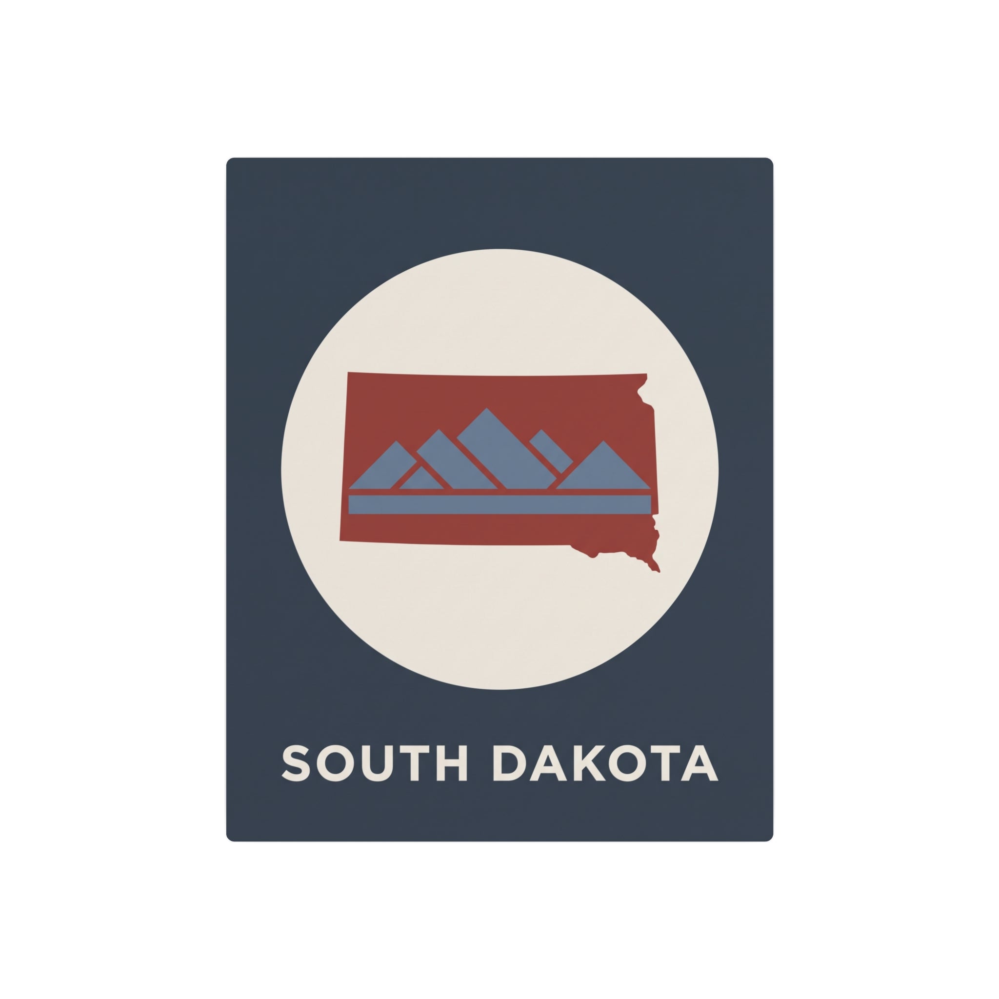 South Dakota metal wall sign with mountains and red/blue silhouette