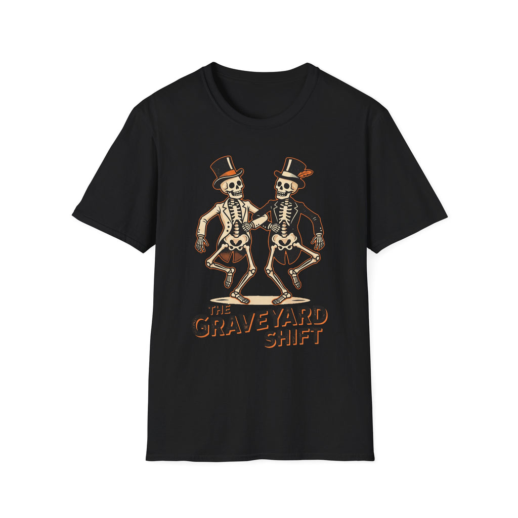 Dancing Skeletons The Graveyard Shift T-Shirt - Vintage Halloween Tee