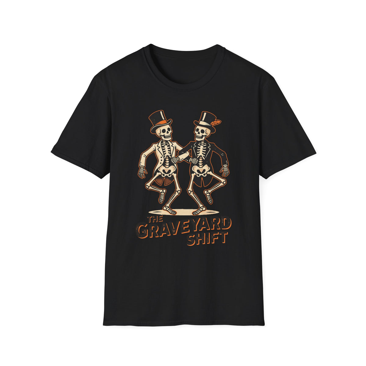 Dancing Skeletons The Graveyard Shift T-Shirt - Vintage Halloween Tee