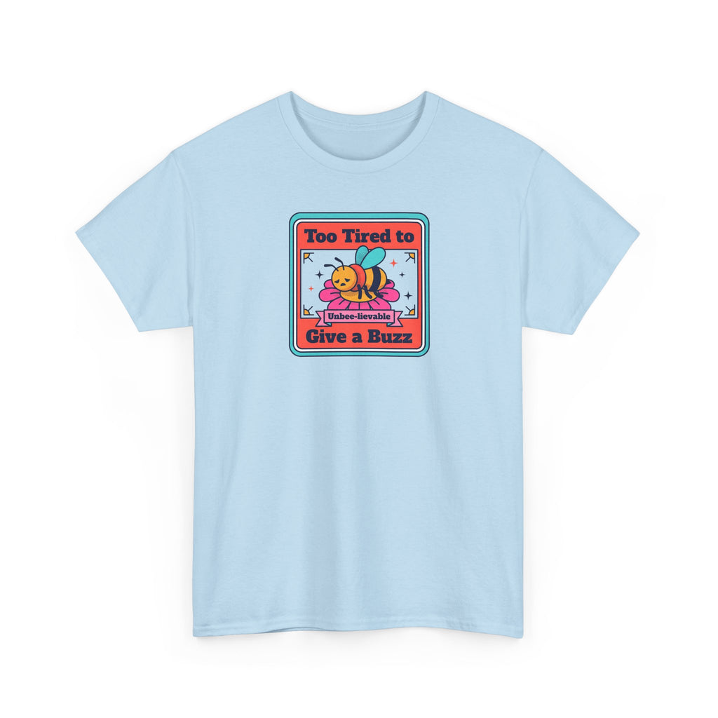 Light blue crew-neck T-shirt with bee graphic front