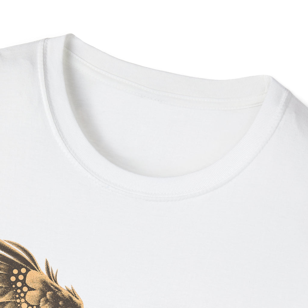 White crewneck short-sleeve T-shirt neckline close-up