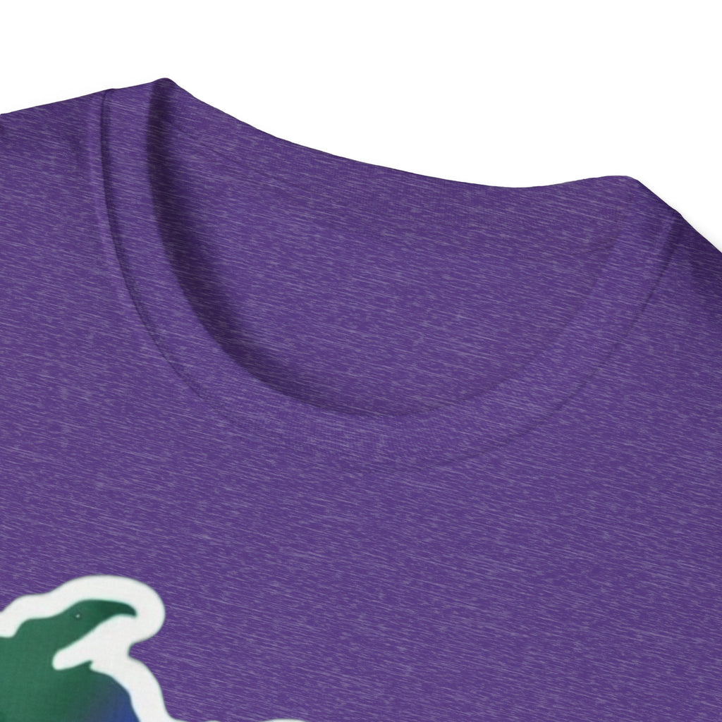 Michigan State Map Heart T-shirt in Heather Purple, crew neck with map print detail