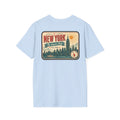 Light blue New York skyline graphic T-shirt, short-sleeve crew neck