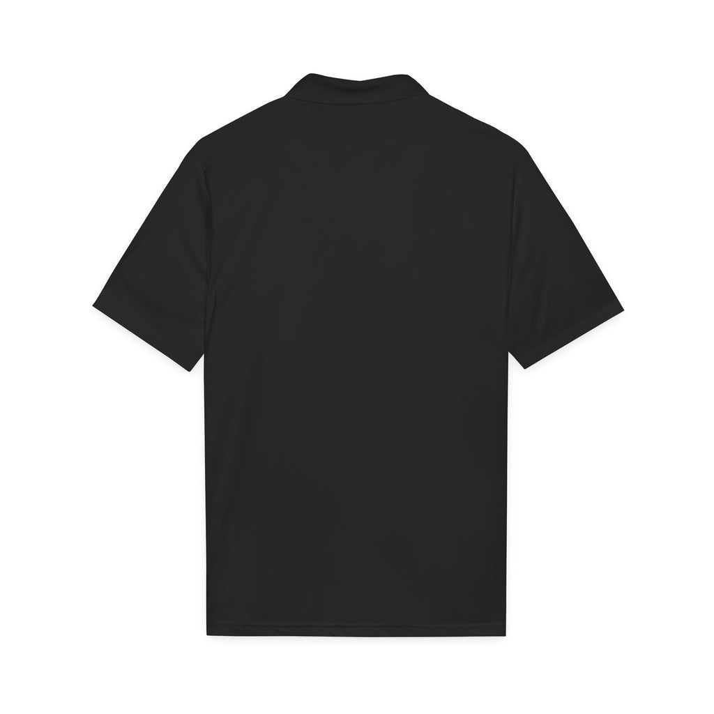 Sunset Surf polo shirt, black with plain back and ribbed collar