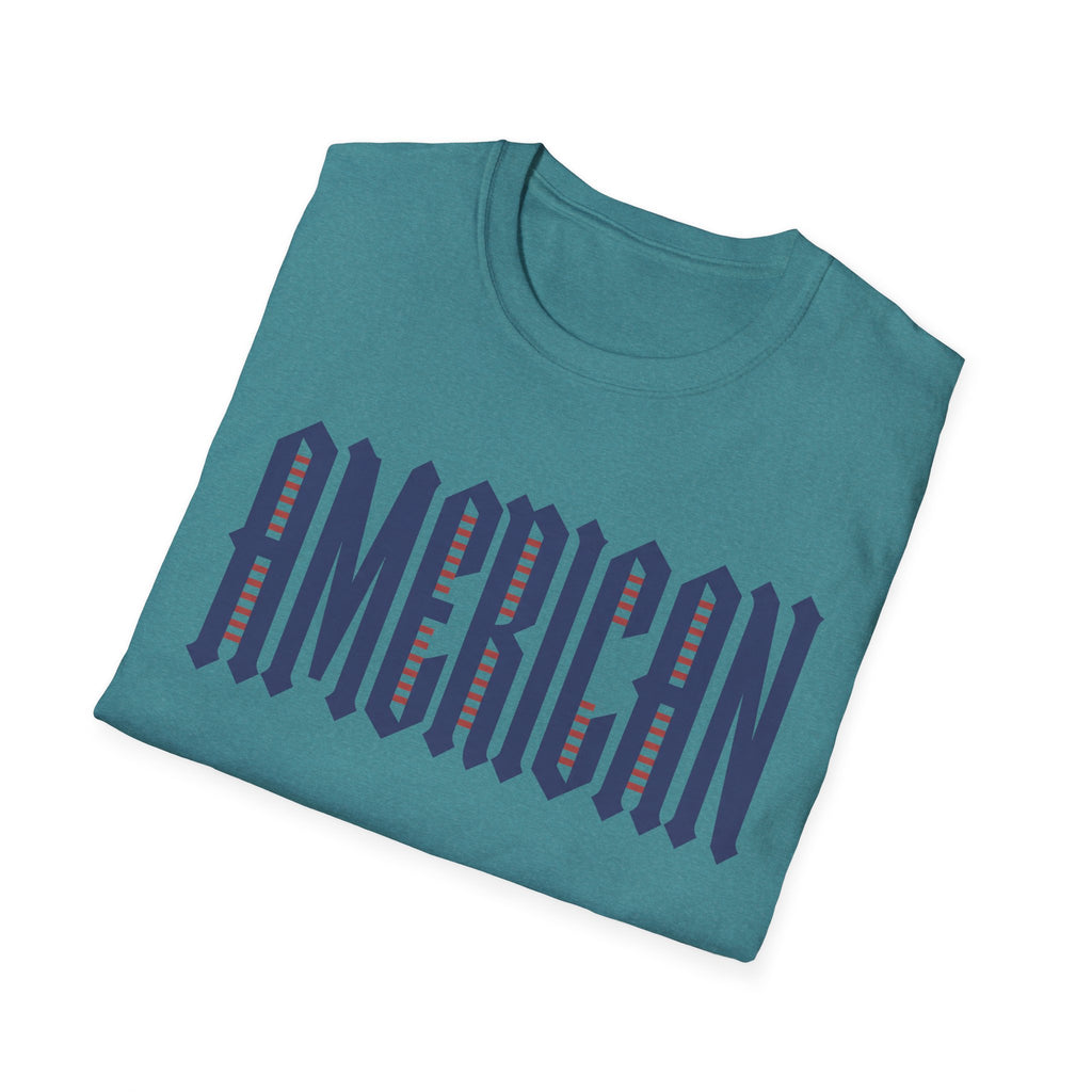 American Flag Stripe Lettering T-Shirt - Patriotic USA Pride Tee
